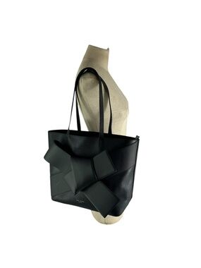 Genuine TED BAKER Huge Bow Black Pebbled Leather Shopper Tote Bag